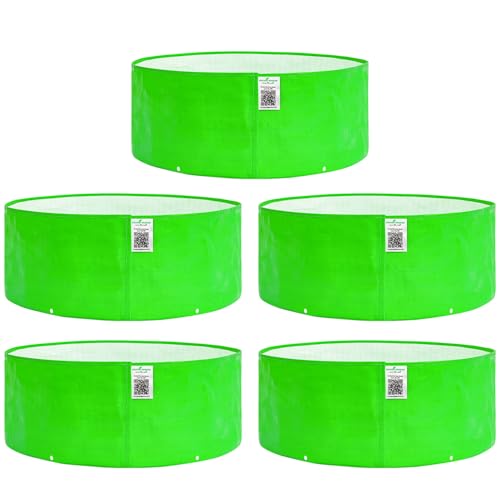 Image of Anandi Green's HDPE Uv Protected 260 GSM Round Green Colour Plants Grow Bags for Terrace and Vegetable Gardening 24x9 INCH Pack of 5