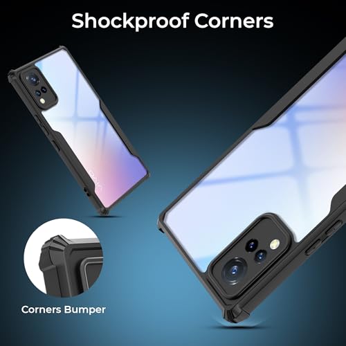 Image of A rtistque Clear Hard Transparent Acrylic Armor Back Cover Case for Vivo V21 4G / Vivo V21 5G | Shockproof TPU Edge Protection | Slim Protective Design | Vivo V21 Back Cover - Black