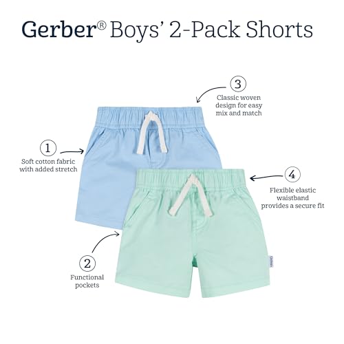 Image of Gerber Baby & Toddler Boys & Girls Stretch Chino Shorts