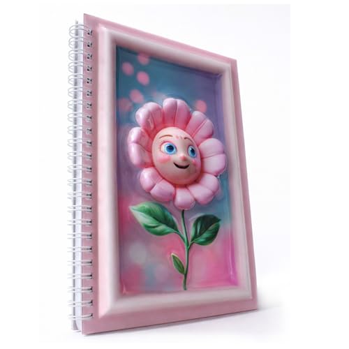 Carnet à spirales A5 rigide pour éviter les pages cornées, carnet de notes écolier fleur 3D