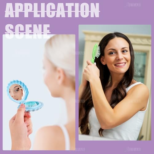 Cepillo de pelo plegables con espejo AUEAR en pack de 4 unidades de diseño portátil 5