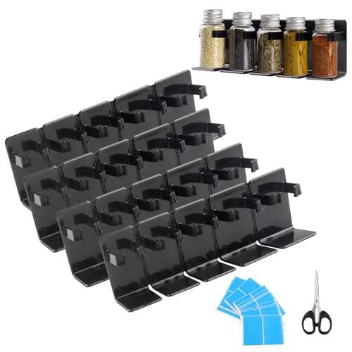 ZXShow Especiero Organizador Cocina 20 botes Especieros Organizadores Adhesivos Organizador Especieros para Cocina y Pared para cocina autocaravana camping (negro)
