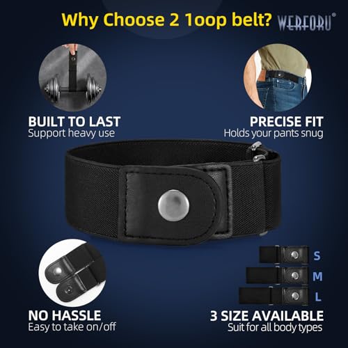 WERFORU Men 2 Loop No Buckle Elastic Belt for Women Men side belts, Fit 1.5 Inch Belt Loop4