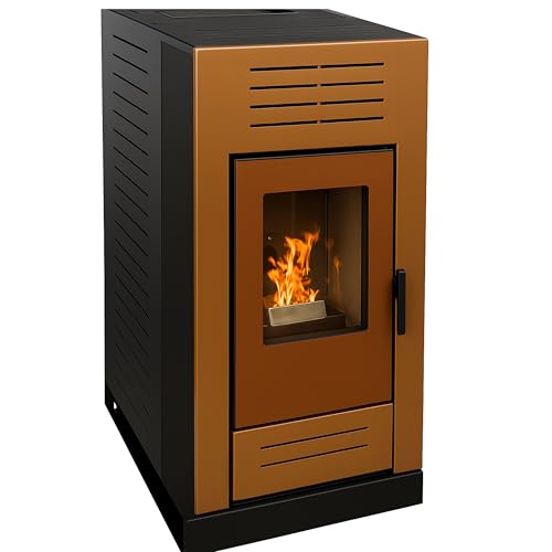 EIDER BIOMASA – Estufa de Pellets VENERE 10,8 kW – Calienta hasta 315 m³ – Tolva 16 kg – Rendimiento 90% – Bajo Consumo – Programación Semanal – Display Digital – Salida 80 mm