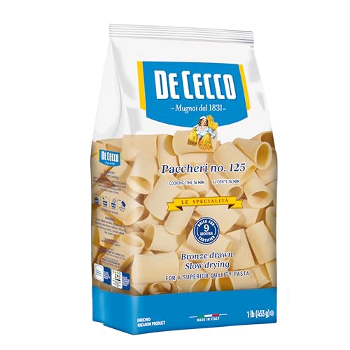 De Cecco Semolina Pasta, Paccheri No.125, 1 Pound (Pack of 12)