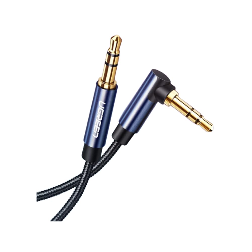 Ugreen 90 Derece L Tipi 3.5 mm Aux Ses Kablosu Mavi 2 Metre