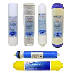 Finerfilters 6 Stage Reverse Osmosis Replacement Filter Pack Including 50GPD RO Membrane