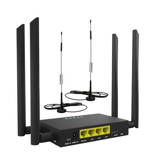 GC111 Industrial Grade 4G CPE LTE SIM Card WiFi Router Tough Iron case 32 WiFi Users RJ45 X 4 Dual Power 12V/5V Big SMA Antennas Plus 1.5M Cable 4G Antennas Multiple Languages