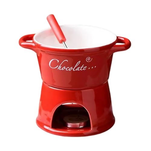 Chocolate Fondue Sets with Forks Ceramic Melting Pot Cup for Hot Cocoa Cheese Butter Heat-Resistant Chocolate Fondue Set for Kitchen Home Dessert Parties Gift for Chocolate Lovers