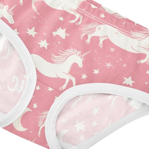 Wusikd Unicorns Stars Girls' Underwear Cotton Cute Pink Girls Briefs Soft Toddler Underwear 2T4