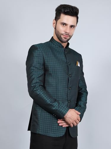 WINTAGE Poly Viscose (by Raymond's Ethnic) Green Bandhgala2