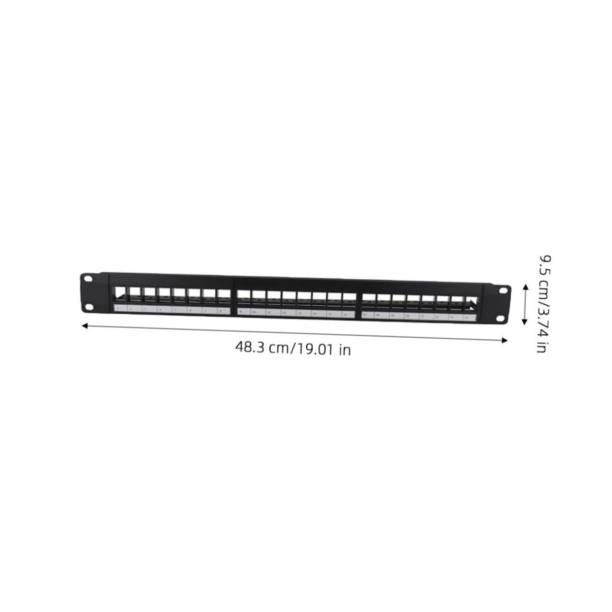 Panneau de Brassage Ethernet 19 Pouces, 24 Ports, Métal Noir, Montage en Rack, Non, pour Câbles Cat 5e à Cat 7