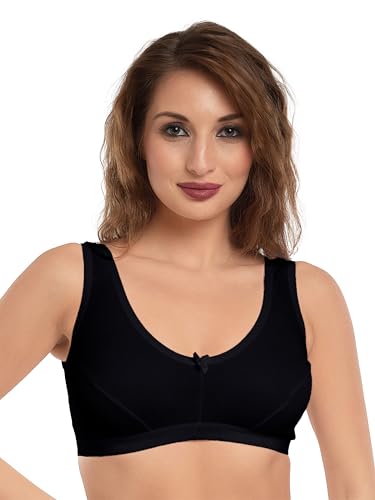 Image of Daisy DEE Women's Girls Cotton Easy Slip-On Bras Non-Padded Wirefree High Coverage Sleep Bra Comfortable Fit Everyday Sports Bra Home Bra NLRA