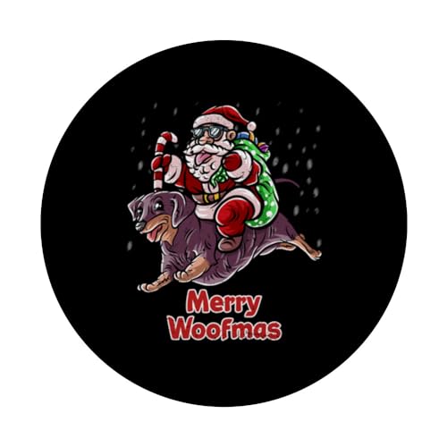 Dachshund Santa Claus Christmas Dog Merry Woofmas Dogs PopSockets Swappable PopGrip, Black - Image 3