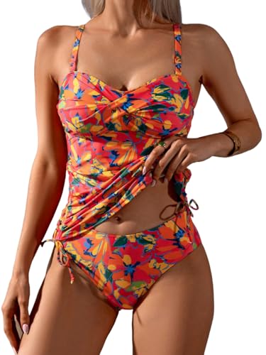 Model wearing Sunsets Women's Twist Tankini