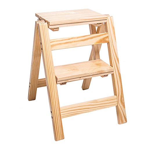 Taburetes escaleras madera plegables de dos peldaños para optimizar espacio 2