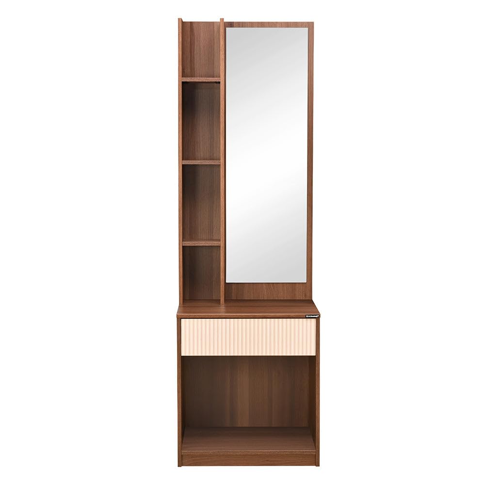Nilkamal Rova Dresser Table with Miror and Drawer |Open Shelf |Knock Down |Walnut-picture-19