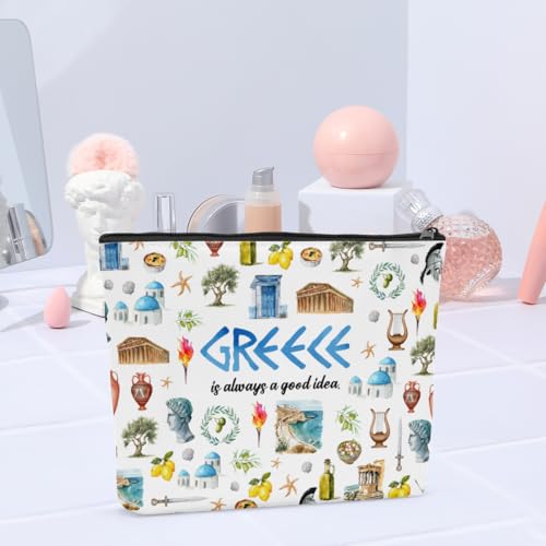 6PCS Greece Makeup Bag Greece Gift Greece Surprise Trip Gift Greece Is Always A Good Idea Zipper Pouch Cosmetics Bag for Women Travel Toiletry Bag Cosmetic Bag for Women4