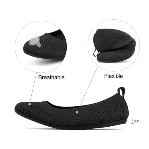 VJH confort Women’s Flats Shoes Ballet Knit Comfort Foldable Round Toe Slip-on Casual Office Work Walking Flats2
