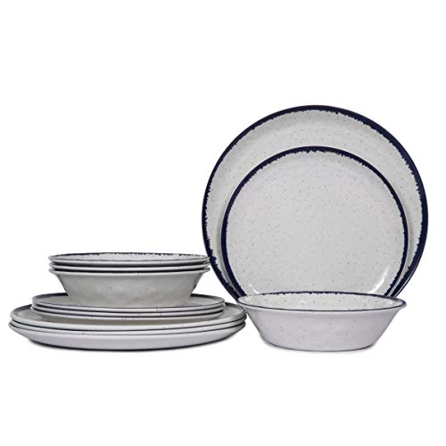 Melamine Dinnerware Set, 12-Piece Plates And Bowls Set, Indoor Outdoor Melamine Plates, Durable And Bpa Free, Dishwasher Safe(Service For 4) #TOP6