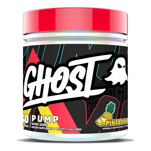 GHOST Pump Nitric Oxide Powder, Pineapple - 40 Servings - Sugar-Free & Stim-Free Pre-Workout Supplements - L-Citrulline, Arginine Nitrate & L-Glutathione - Soy & Gluten-Free, Vegan