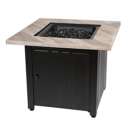 Endless Summer, The Harper, Square 30" Outdoor Propane Fire Pit, Includes Black Fire Glass, Table Insert, And Protective Cover #TOP1
