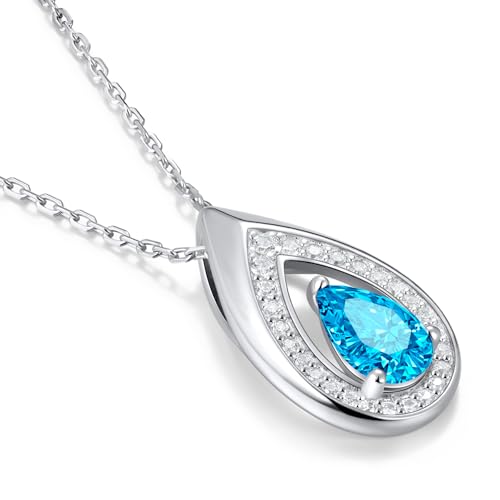 Kstyle Blue Topaz Teardrop Necklace