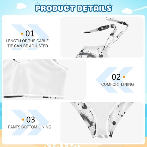 KLL Black and White Evil Eyes Girls Two Pieces Bikini Sets Scoop Neck Swimsuit Swimming Suits Adjustable Shoulder Strap4