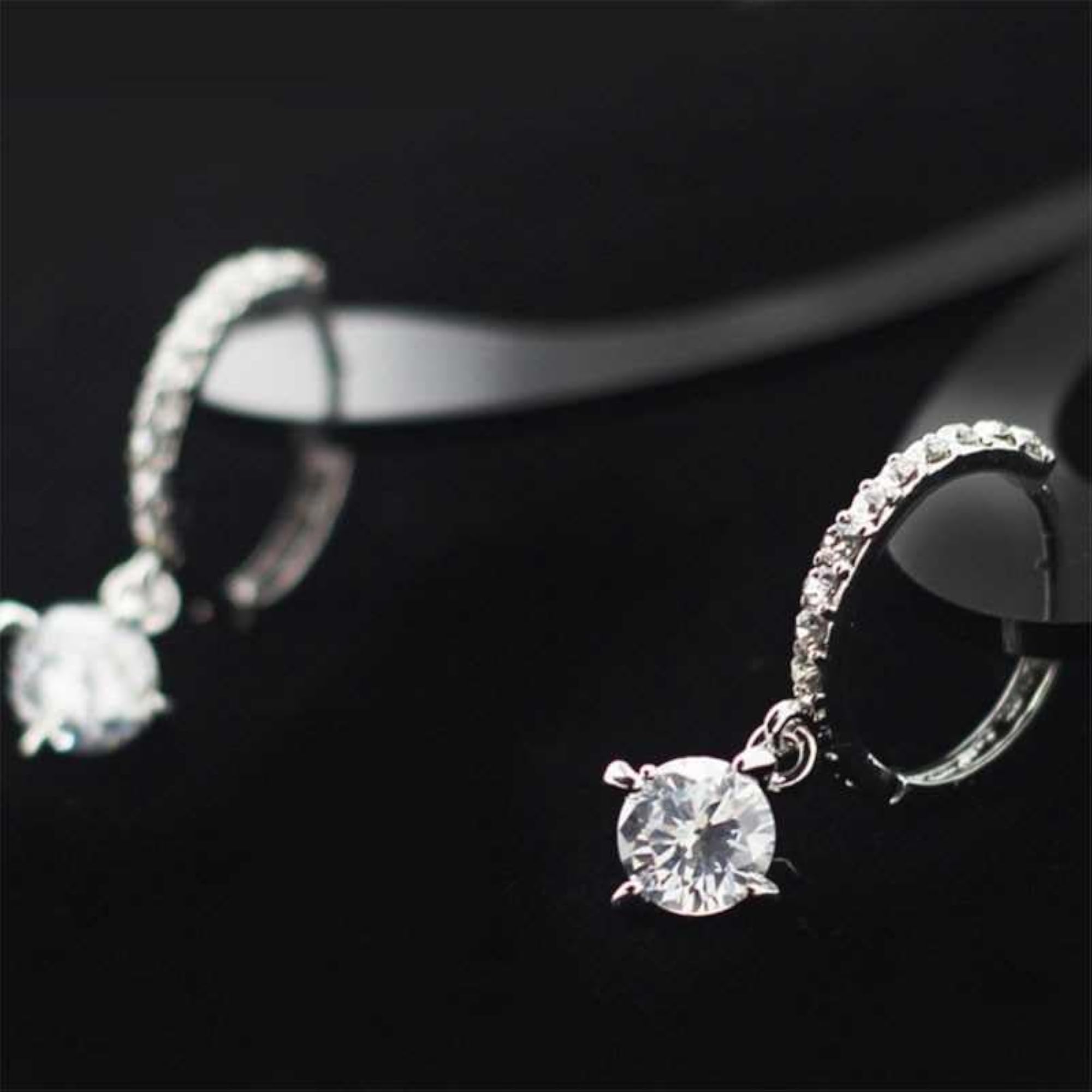 Bling Queen CZ Square Drop Earrings, Huggie Hoop Closure
