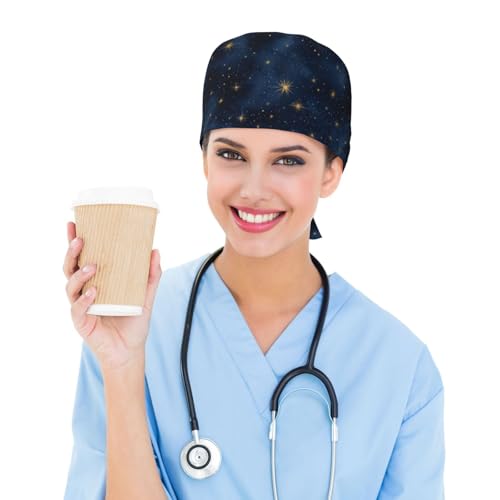 Image of Working Cap Scrub Cap with Sweatband Adjustable Unisex Tie Back Hat for Cleaning Farm Nursing