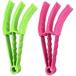 Persianas Mallorquinas Verdes ExeQianming Cepillo para persianas de Ventana, 2 Unidades, 3 Capas, Desmontable, Lavable, Herramienta de Limpieza (Rosa, Verde)