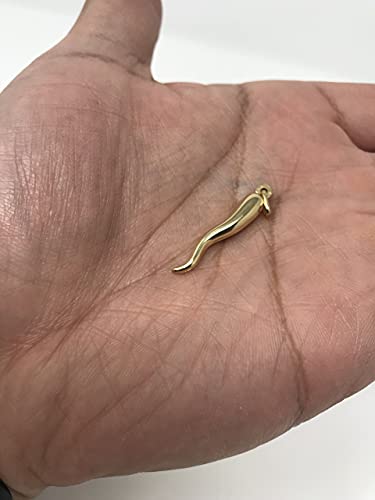 Ioka - 14K Yellow Gold Cornicello Italian Horn 30MM Charm Medium Size Good Luck Pendant For Necklace or Chain3
