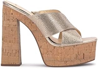 Jessica Simpson Women's Basima Platform High Heel Sandal Wedge, Champagne, 7 | Image 7