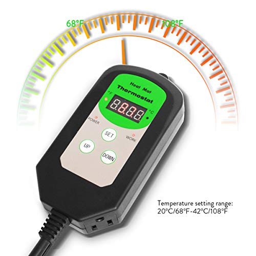 EACHON 10"x20.5" Seedling Heat Mat and Thermostat Controller IP65 Waterproof Seed Starting Plant Heating Pad (1020.5 Seed mat with Themostat) (Seed mat with Themostat)