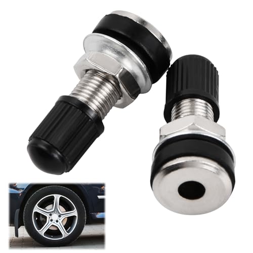 2 Stück Reifenventil Ventile Felgenventile für Auto Motorrad Reifen mit Staubkappen, Snap-In Auto Ventile für PKW Auto Motorräder Fahrräder, Tubeless Ventil Autoventile