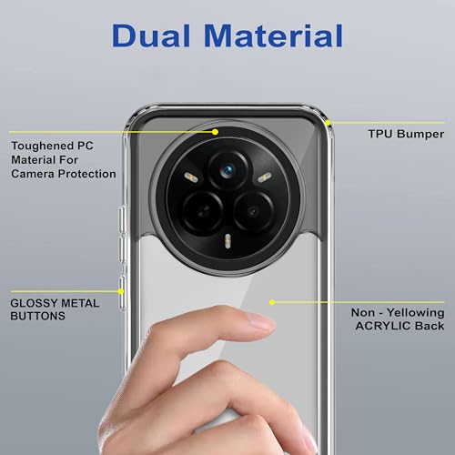 Image of Zapcase Back Case Cover for Realme 14 Pro 5G | Compatible for Realme 14 Pro 5G Back Cover | Case Cover with Camera Protection | (TPU + PC | Translucent Black)