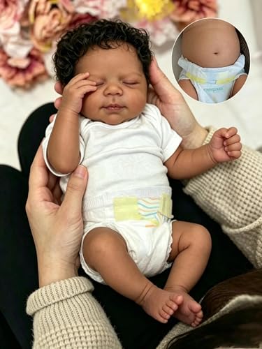Muñeca Reborn Realista 19 Pulgadas Cuerpo Suave Negra miniatura 2