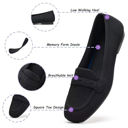 Image of Frank Mully Women's Loafer Flats Square Toe Comfortable Office Work Shoes, Cute Penny Loafer Slip On Walking Driving Shoes