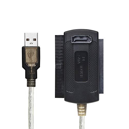 Image of SinLoon USB to SATA IDE Converter Cable Adapter USB 2.0 to 2.5 /3.5 /5.25in IDE and SATA Adapter Cable for Personal Computer, Laptop, DVD Player (1.8FT, Silver, Black)