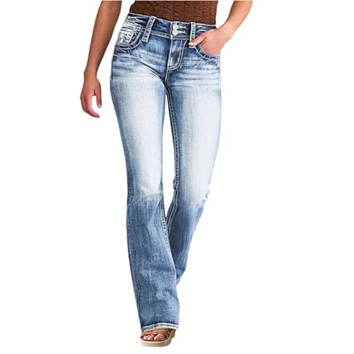 High Waisted Jeans for Women Button Up Shaping Butt Lifting Stretch Jeans Classic Straight Leg Denim Pants w/Pockets