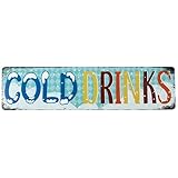 ERLOOD Cold Drink レトロ ウイスキー メタル ブリキ看板 ストリート サイン ホーム バー 壁装飾 16 x 4インチ