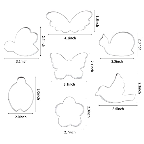 7 PCS Insect Cookie Cutter Set Stainless Steel Butterfly Bee Ladybug Snail Dove Plum Blossom Cookie Fruit Cutters - Thumbnail 2