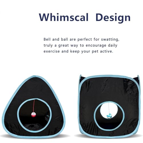 Image of GUSTYLE Cat Tunnel Toy Way, Collapsible Pet Play Tunnel Tube with Storage Bag for Cats, Puppy, Rabbits, Guinea Pig, Indoor and Outdoor Use (Blue 3 in 1)