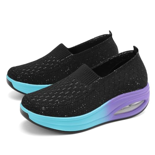 Image of RUIDENG Loafers for Women Comfortable | Women's Walking Shoes Everyday Working | 2 Inch Rocker Bottom