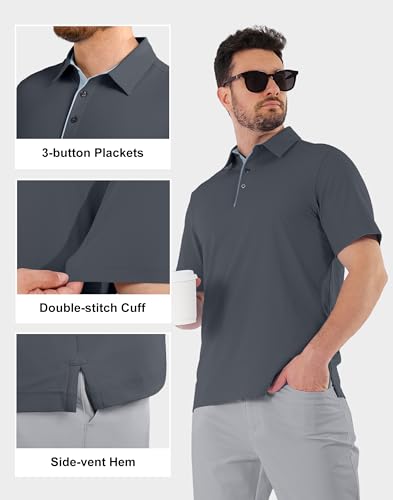 Men's Golf Polo Shirts Dry Fit Moisture Wicking Short Sleeve Collared Summer Casual Work Polos Shirt3