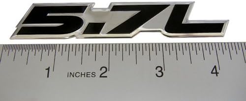 Miniatura 2 de Placa de identificación de aluminio altamente pulido, 5,7 litros en negro sobre plata, placa de identificación de intercambio, logotipo emblema