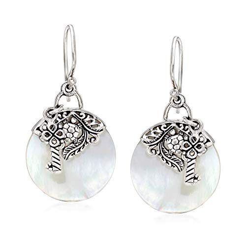 Ross-Simons Mother-Of-Pearl Bali-Style Drop Earrings in Sterling Silver