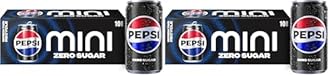 Pepsi Zero Sugar Soda, 7.5 Ounce Mini Cans, (Two packs of 10) (Packaging May Vary)