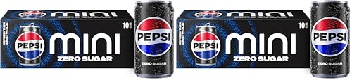 Pepsi Zero Sugar Soda, 7.5 Ounce Mini Cans, (Two packs of 10) (Packaging May Vary)