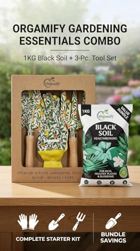 Image of Black Soil Essential Kit - Big Saver for Every Indian Home (3-Piece Gardening Tool Set + 1KG Black Soil)